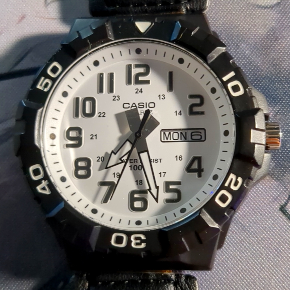 Casio Black Sporty Watch with Textured Strap